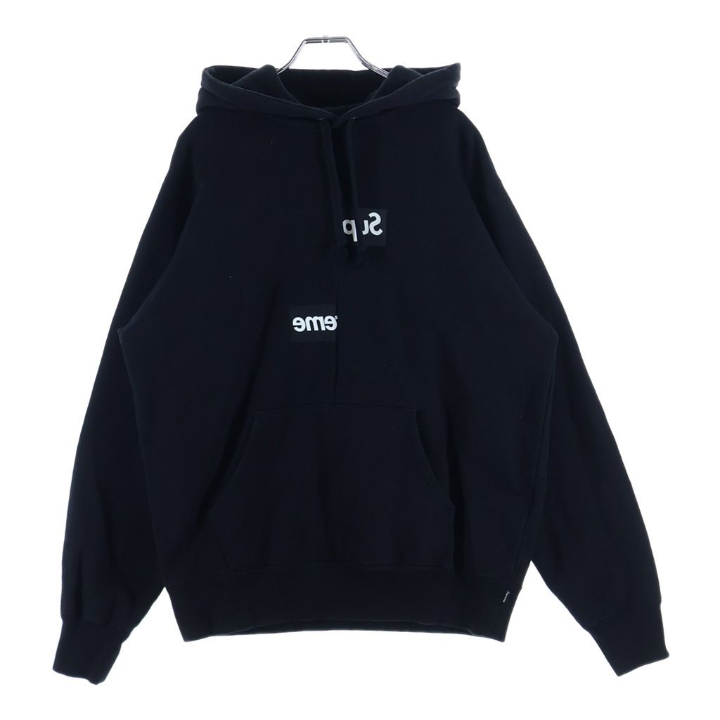 SUPREME (シュプリーム) 18AW ×COMME des GARCONS SHIRT Split Box Logo Hooded Sweatshirt コムデギャルソンシャツ スプリット ボックスロゴ スウェット プルオーバーパーカー