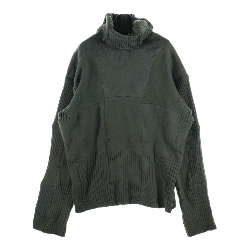 BALENCIAGA (バレンシアガ) Upcycled Socks Sweater 再構築 タートルネック 長袖ニット カーキ 768686 T7193