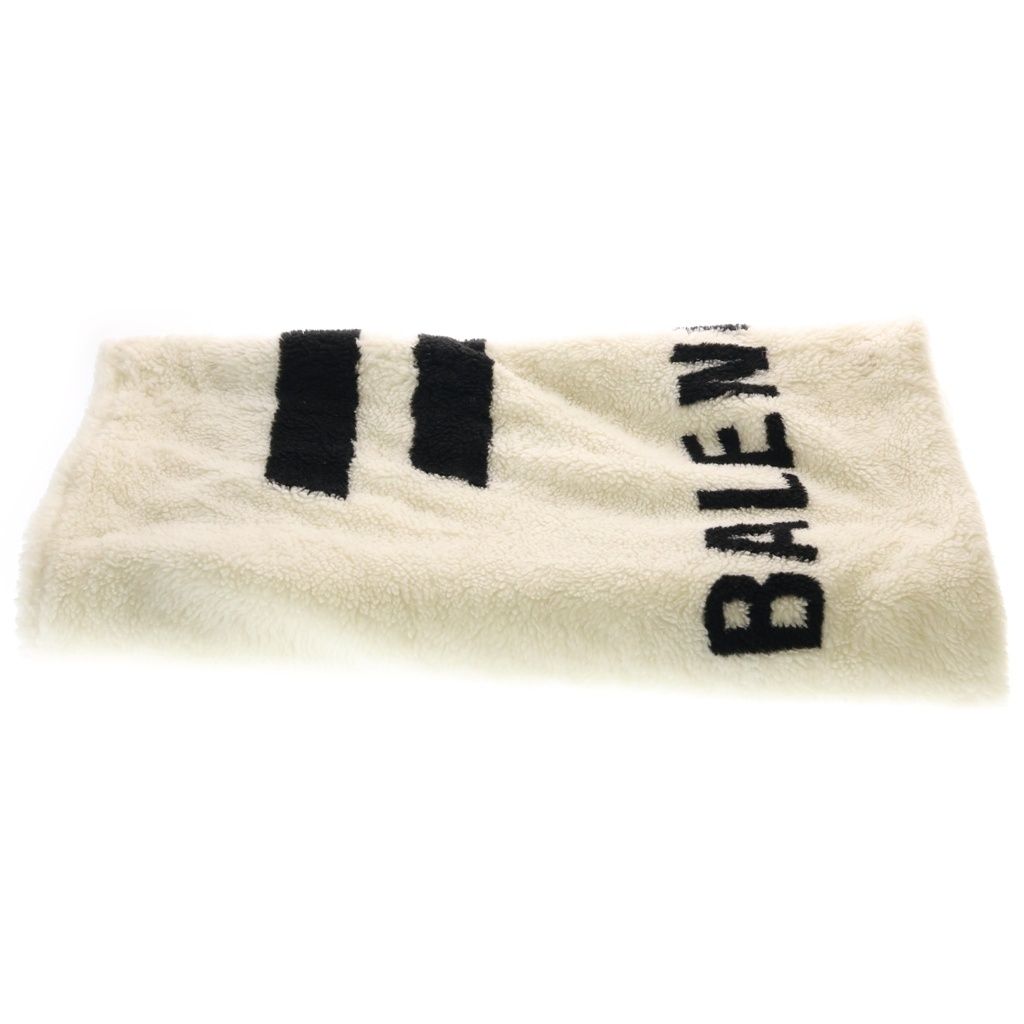 BALENCIAGA (バレンシアガ) 3B Logo Soft Padded Blanket 673510 4B0B7 大判ロゴ ブランケット ホワイト
