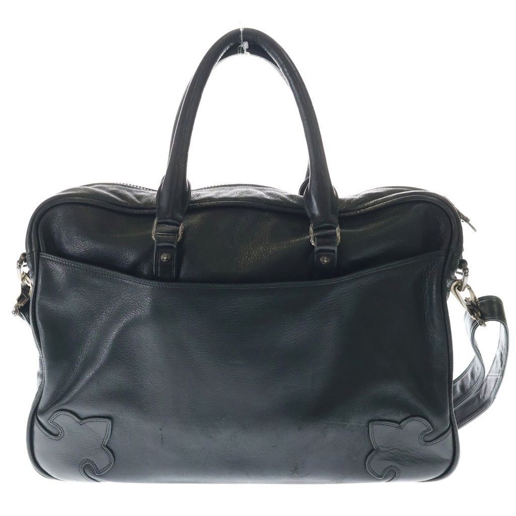 CHROME HEARTS (クロムハーツ) BRF CLL TRBK STRP 2WAY レザーブリーフショルダーバッグ ブラック