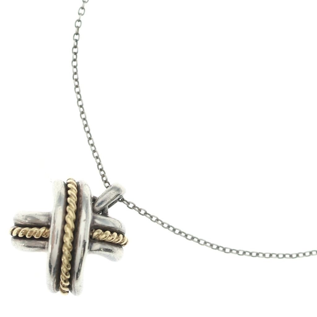 TIFFANY & Co. (ティファニー) シグネチャー クロス コンビ ネックレス K18YG シルバー/ゴールド