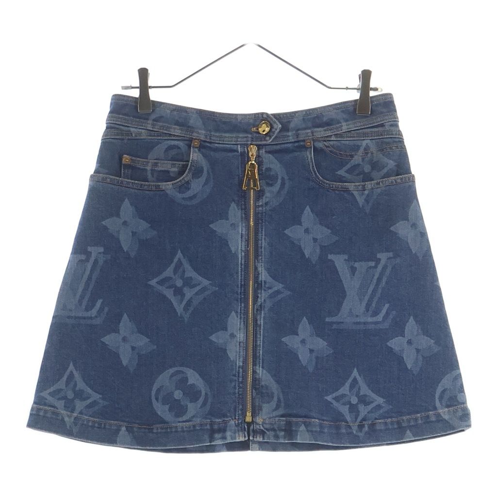 LOUIS VUITTON (ルイヴィトン) モノグラム フロントジップ デニムスカート インディゴ レディース RW211W ZPY FKSK07