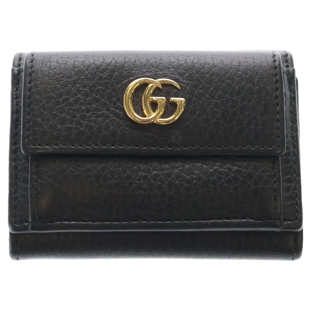 GUCCI (グッチ) GGマーモント コンパクトレザーミニウォレット 3つ折り財布 523277 ブラック 17,243円