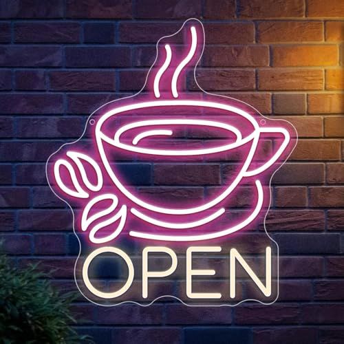 コーヒーカップオープンLEDネオンサイン ビジネスウォールデコレーションCoffee Openネオン管 ネオンコーヒーサイン コーヒー バーの壁装飾 カフェレストラン キッチン ショップウィンドウウェルカムサイン 国内発送 1024dd5c