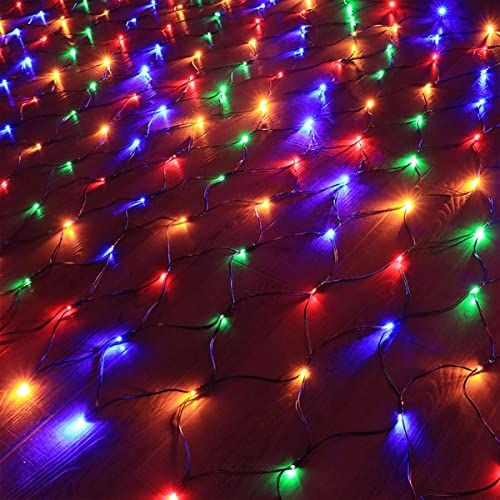 VeroMan クロスネットライト イルミネーション ソーラー ライト LED フェアリーライト ネオンライト リモコン付き 8点灯モード 防水性能 IP56 網 100球 204球 (3m×2m, カラフル) 国内発送 5b5b8447