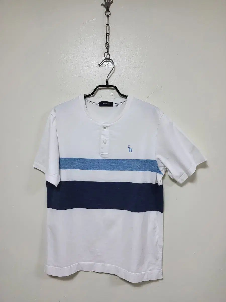 HAZZYS ヘジス 白 ストライプ 半袖 Tシャツ 260518 4,426円