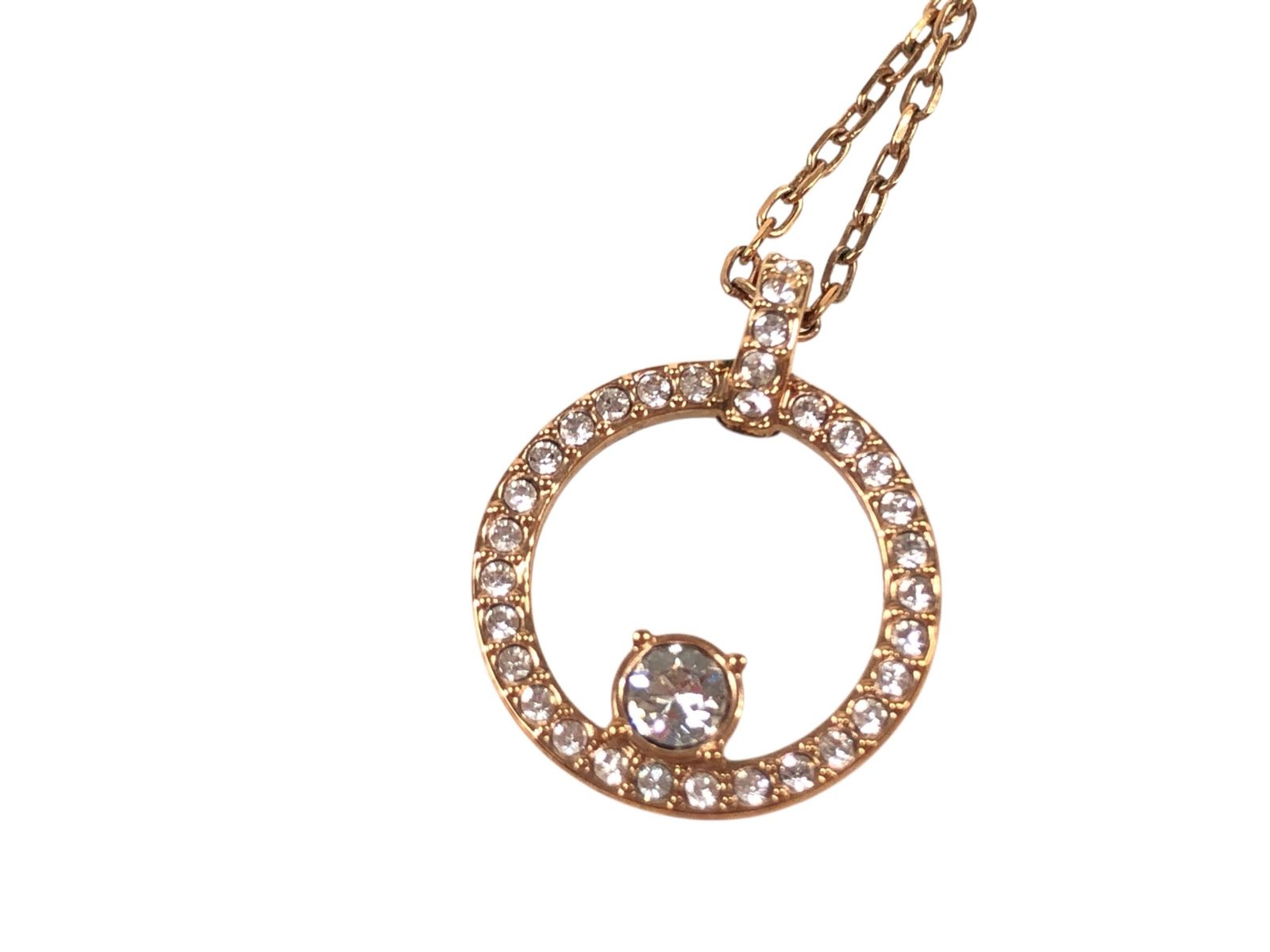 スワロフスキー　SWAROVSKI　ラインストーン　サークル　ネックレス　ゴールドカラー　送料無料