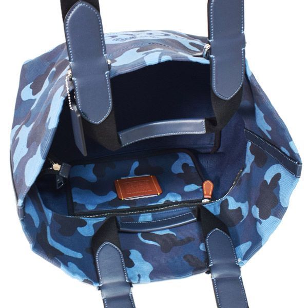 ★COACH★ 青・黒迷彩柄　レザーバッグ コーチ メンズ バッグ COACH キャンバス レザー カモフラ 迷彩柄