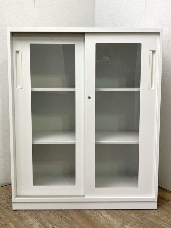 【中古品】ウチダ HSシリーズ アクリル引違い書庫 5-820-3262 ホワイト