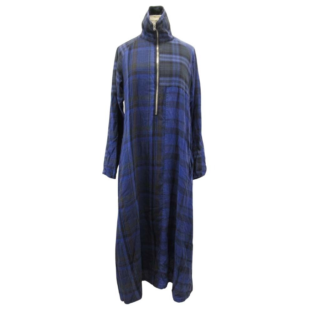 ワイズ ヨウジヤマモト ロングワンピース　チェック柄　ブルー 良品 21aw Y's Yohji Yamamoto ワイズ ヨウジヤマモト チェック