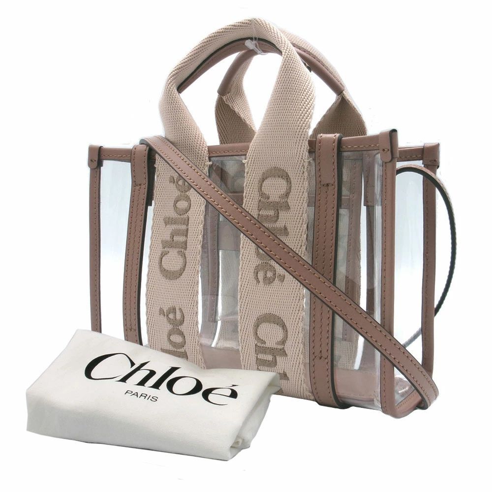 新品】クロエ バッグ トートバッグ Chloe WOODY クリアー ミニ トート 