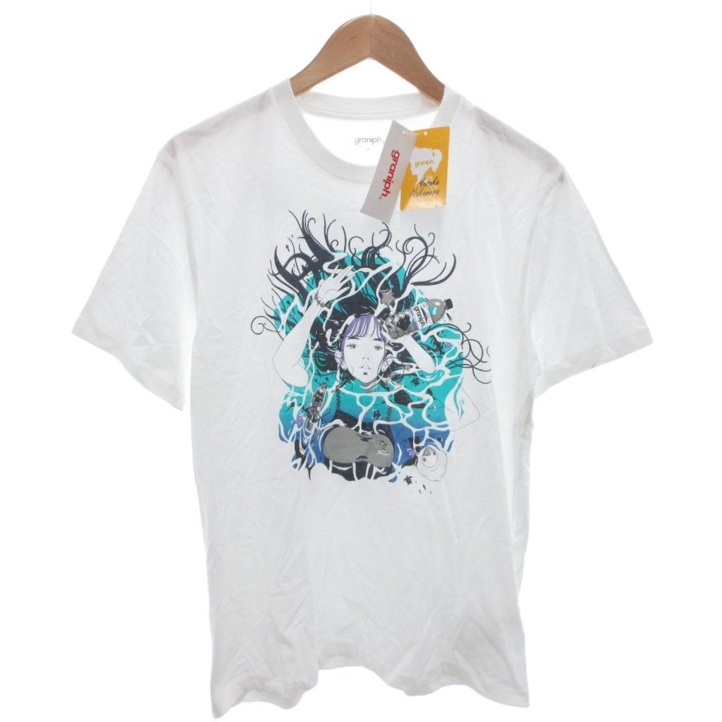 グラニフ graniph 中村佑介 コラボ タグ付き ダイアローグ Tシャツ 半袖 プリント 白 ホワイト M /FF