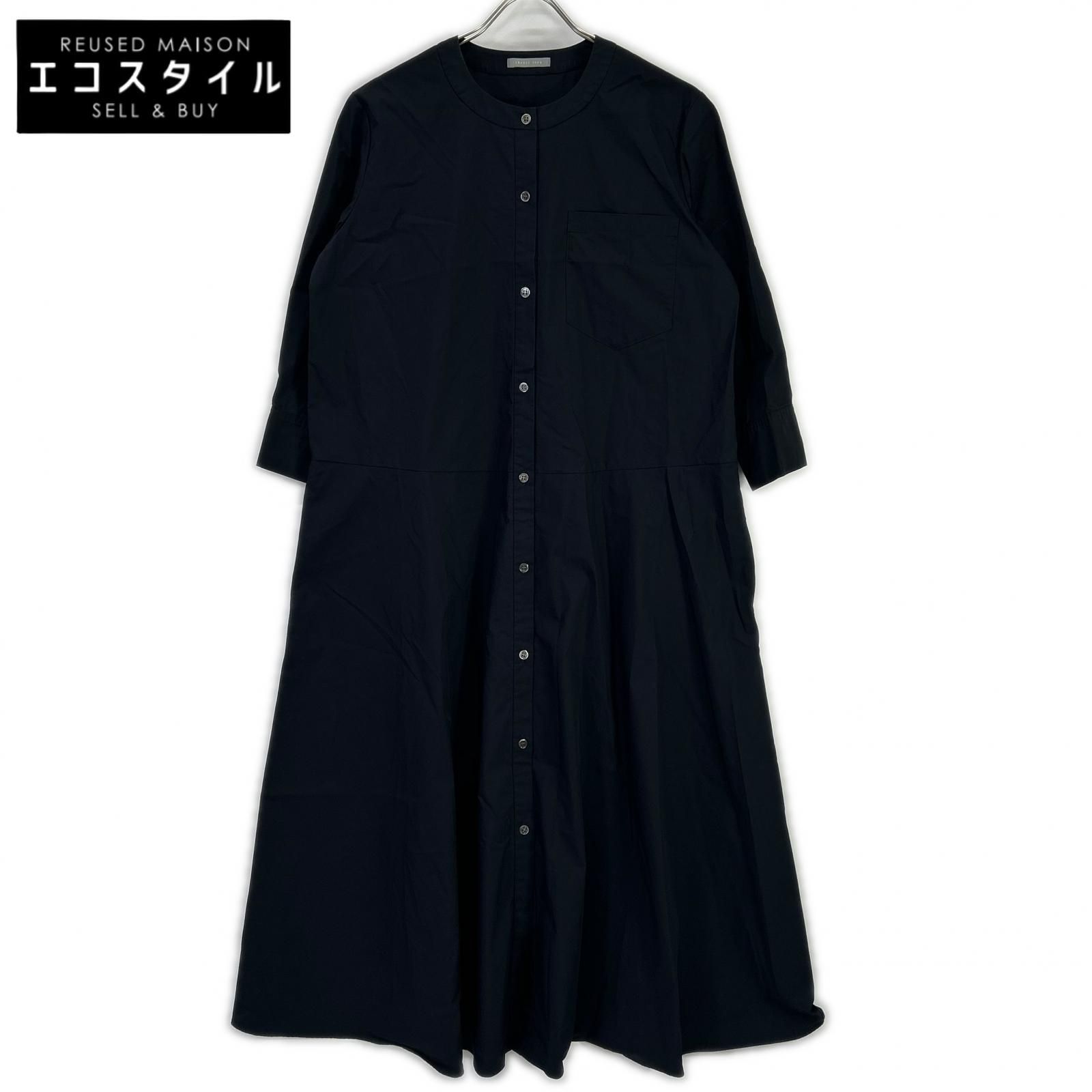theory luxe　セオリーリュクス　03-4105512 24年製 ネイビー Tech Poplin Stania バンドカラーシャツワンピース　38