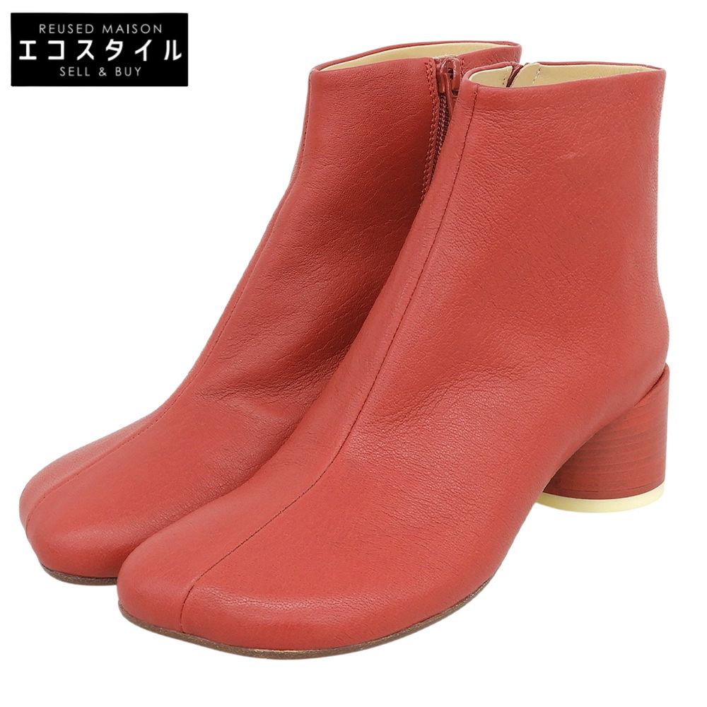 MM6　エムエムシックス　美品 レザー アンクル ショートブーツ シューズ レディース レッド 37 S59WU0173　37