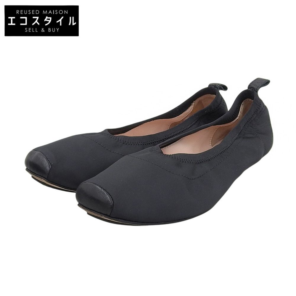 Repetto　レペット　美品 シルク レザートゥ バレリーナ フラット パンプス シューズ レディース ブラック 39 51192-1-40337　39