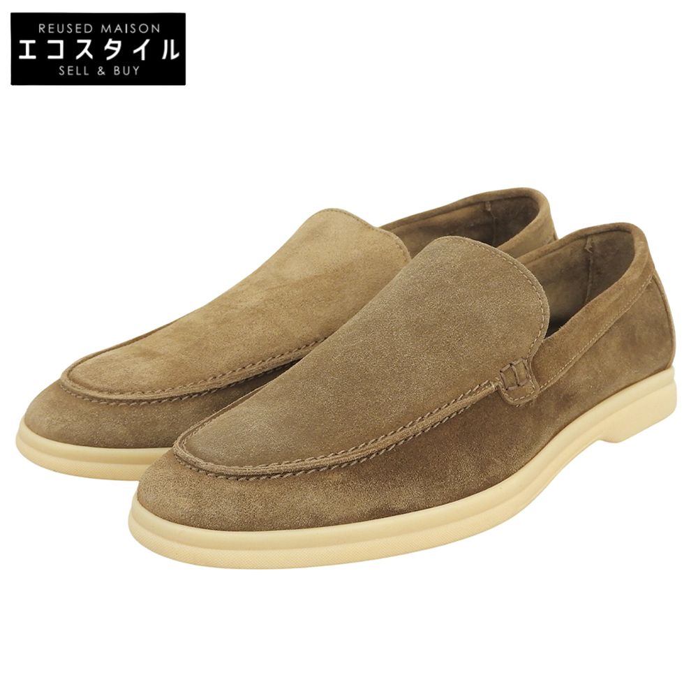 1piu1uguale3　ウノピゥウノウグァーレトレ　新品同様 スエード VAMP SLIP-ON ヴァンプスリッポン メンズ ダークベージュ 42 MRG514-COW139　42
