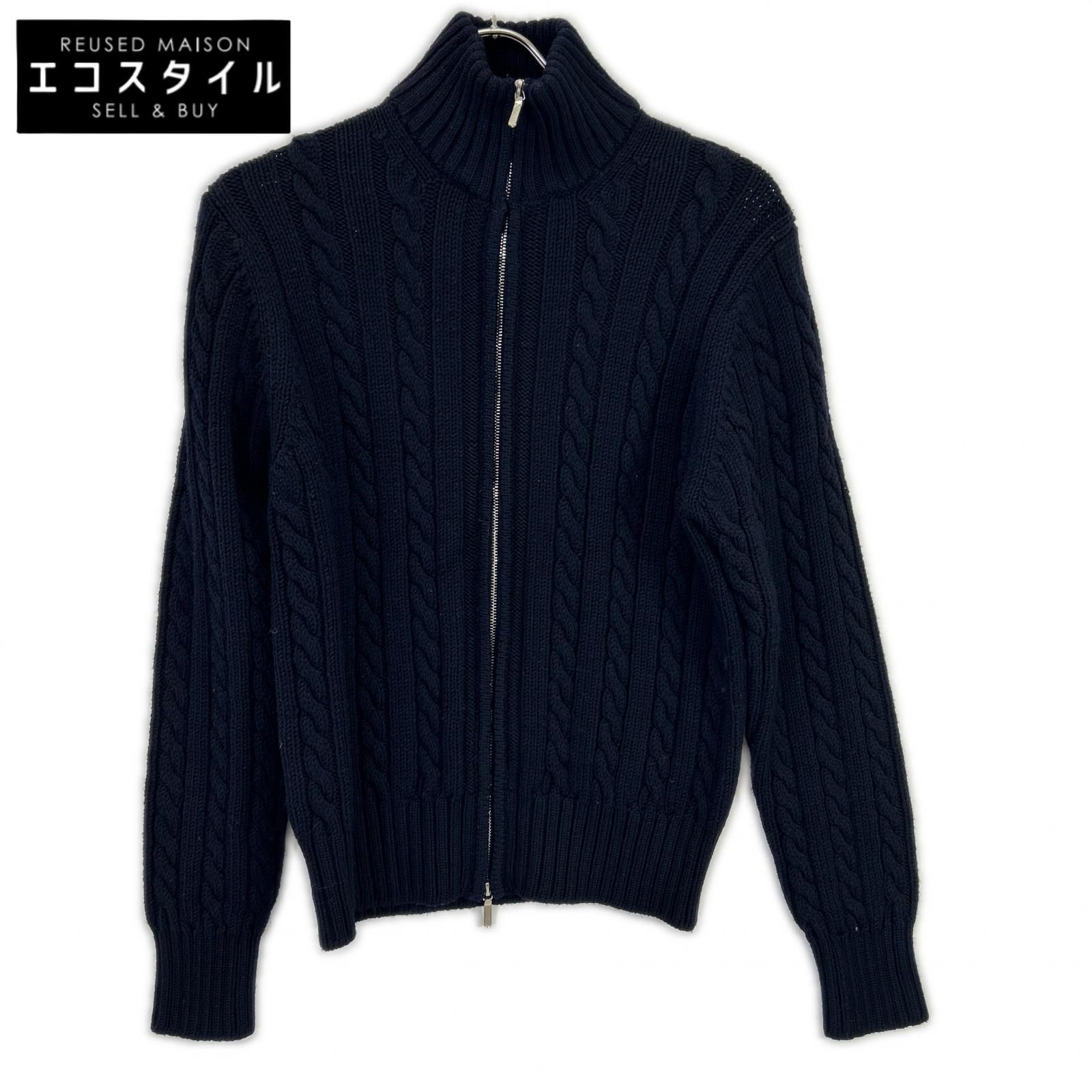Cruciani　クルチアーニ　×バーニーズ ネイビー ウール ジップニット