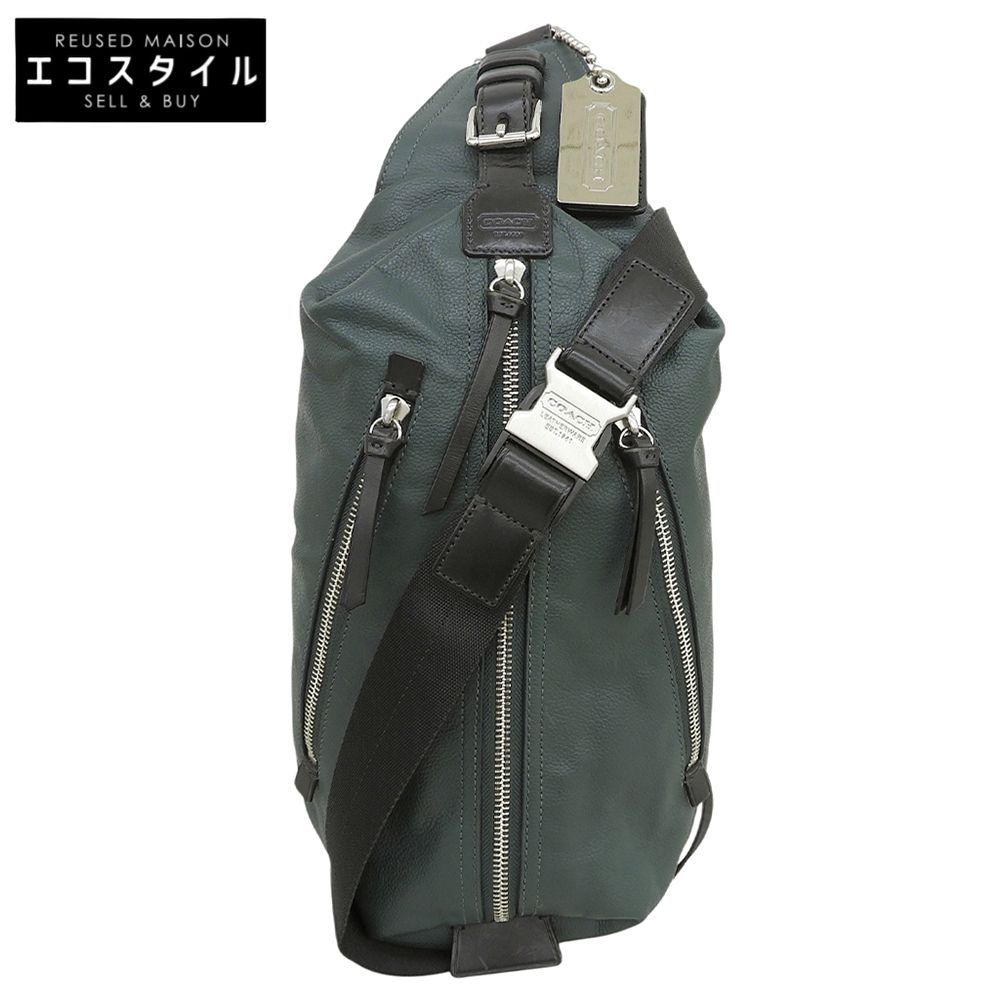 COACH コーチ レザー クロスボディ ワンショルダーバッグ ボディバッグ メンズ グリーン 70360