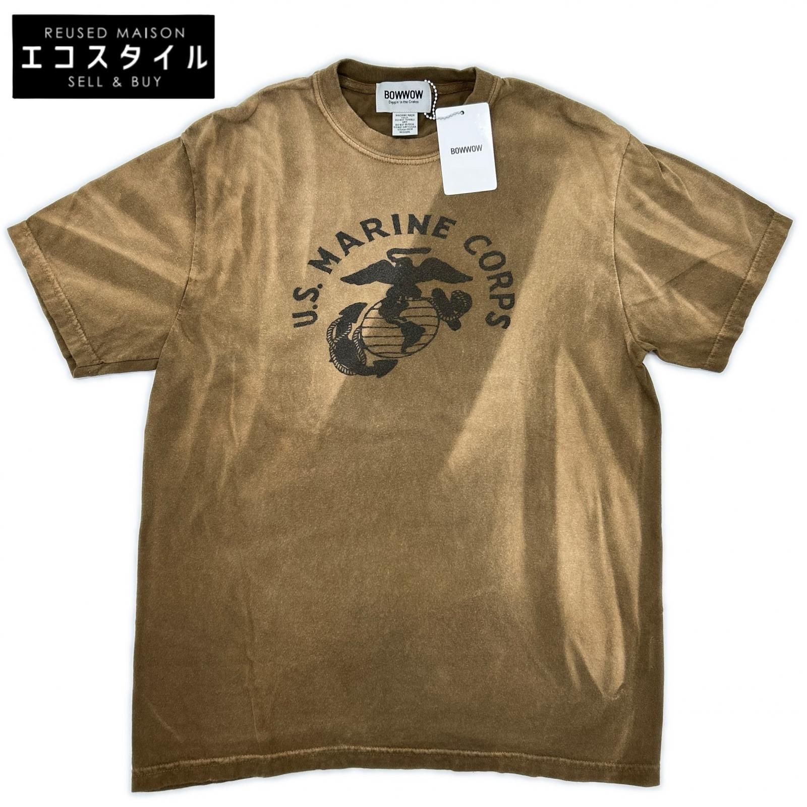 BOWWOW　バウウワ　BW241-UMT コヨーテサンバーン/ブラウン コットン 日焼け加工 USMC TEE　M