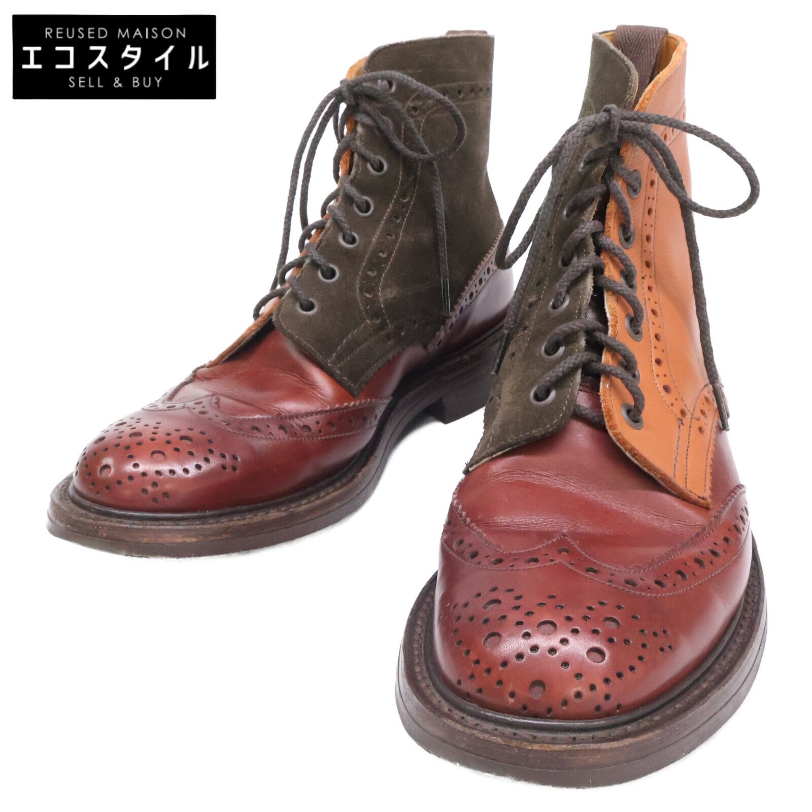 Tricker's　トリッカーズ　M2508 マルチトーン ウイングチップ ブローグ ブーツ カントリーブーツ　71/2
