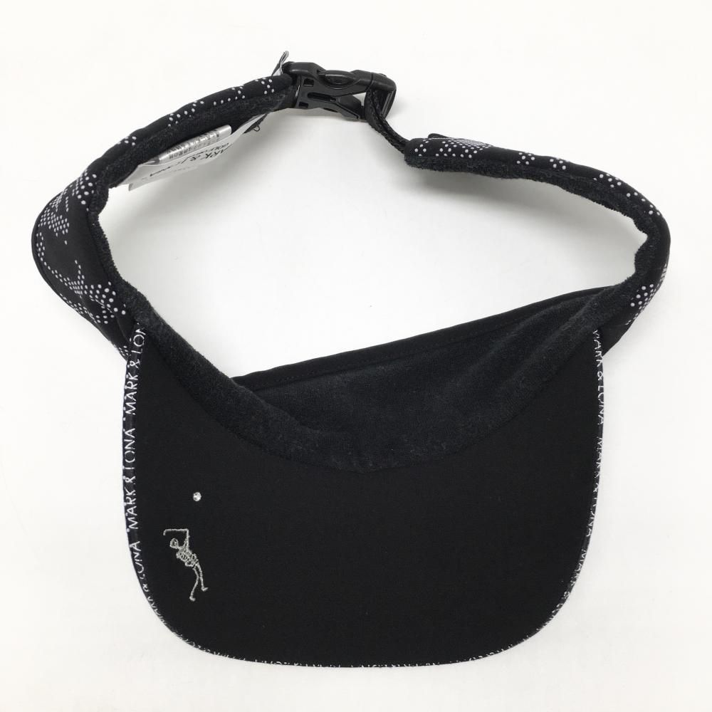 美品】マークアンドロナ サンバイザー 黒×白系 ピンドット スカル FREE