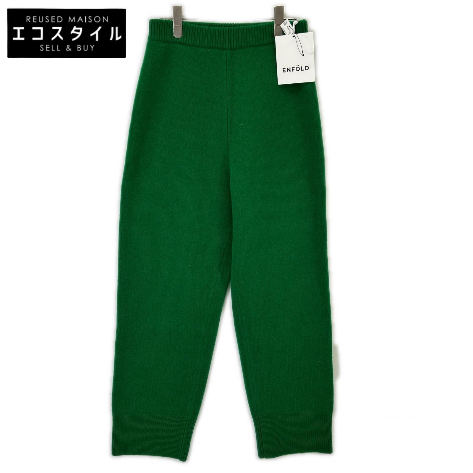 ENFOLD　エンフォルド　25AW 300IA271-2511 グリーン ウール KNIT EGG-PANTS/ニットエッグパンツ　36