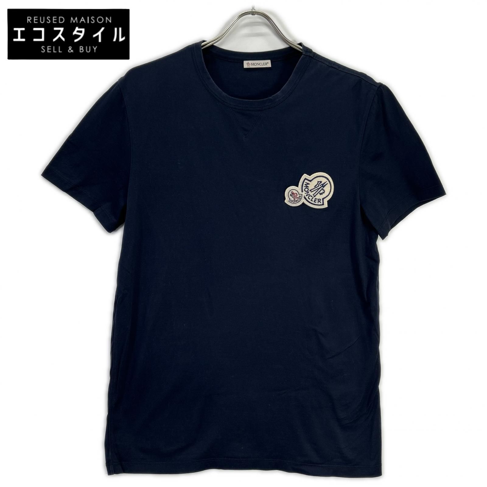 MONCLER モンクレール ネイビー ダブルワッペン MAGLIA Tシャツ M