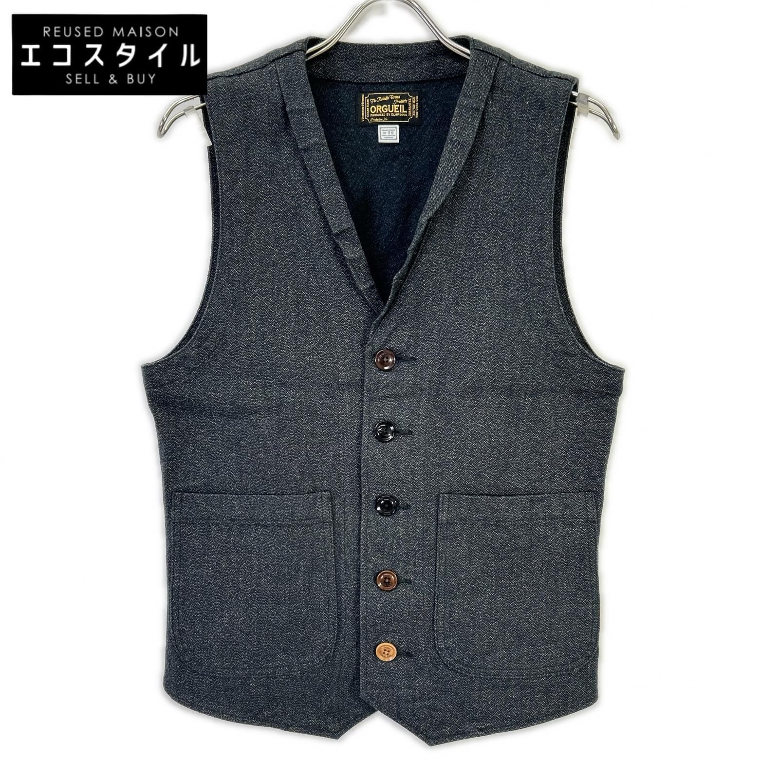 ORGUEIL オルゲイユ OR-4009 グレー 撚り杢生地 Gilet ジレ ベスト 38