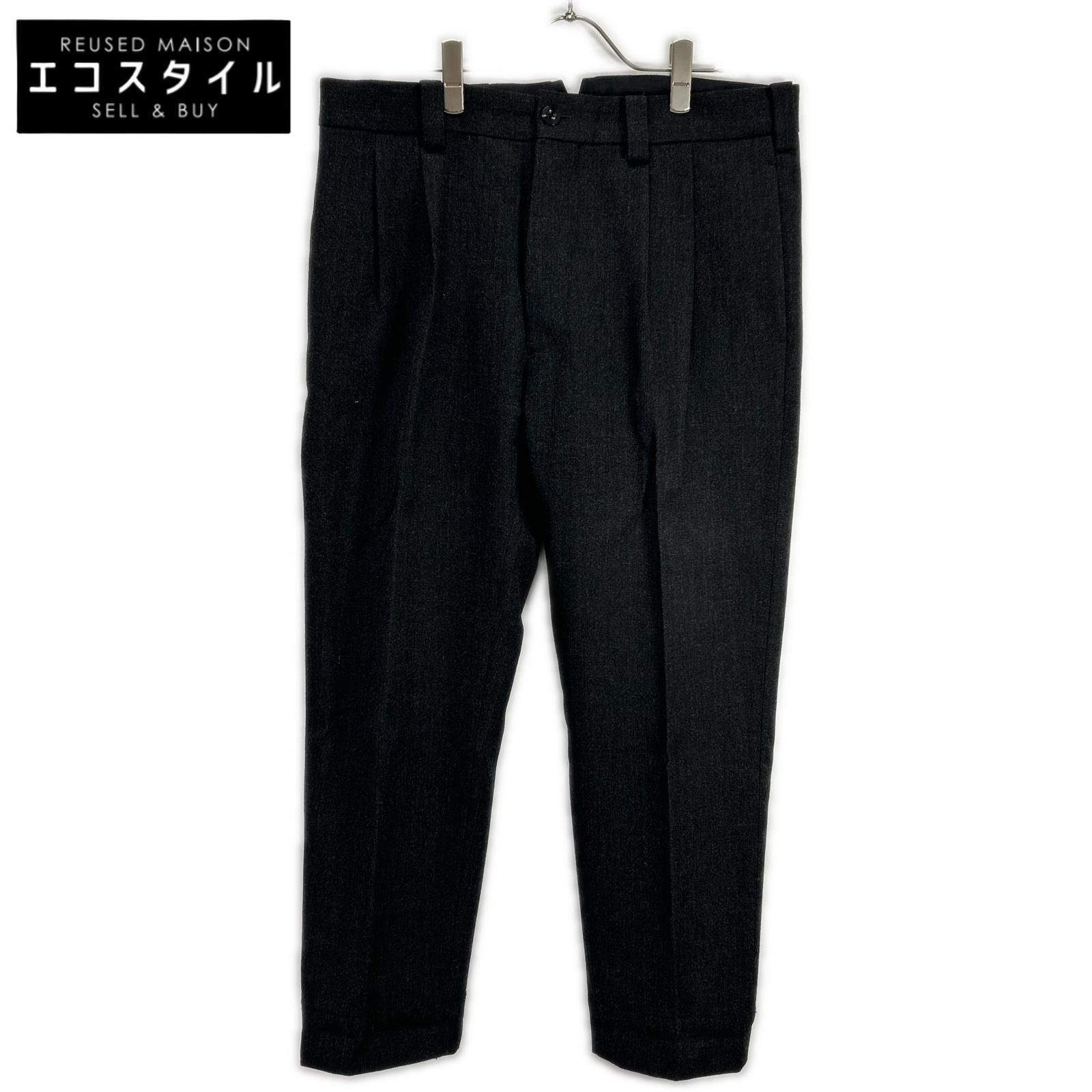 MARGARET HOWELL　マーガレットハウエル　ブラック 2タック ウールギャバジンハスラックス　XL