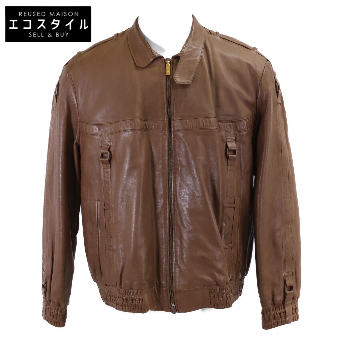 ZILLI　ジリー　レザー カシミヤライナー ジップアップ ブルゾン　50 59,896円