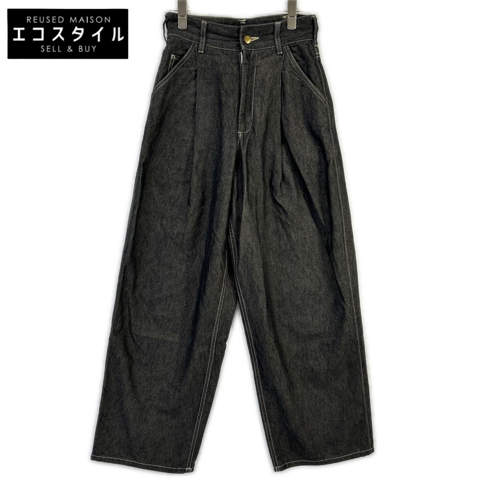 THE RERACS　ザ・リラクス　24SS-REPT-207L ブラック セルロース×コットン ジップフライ ハイウエストデニムパンツ　36
