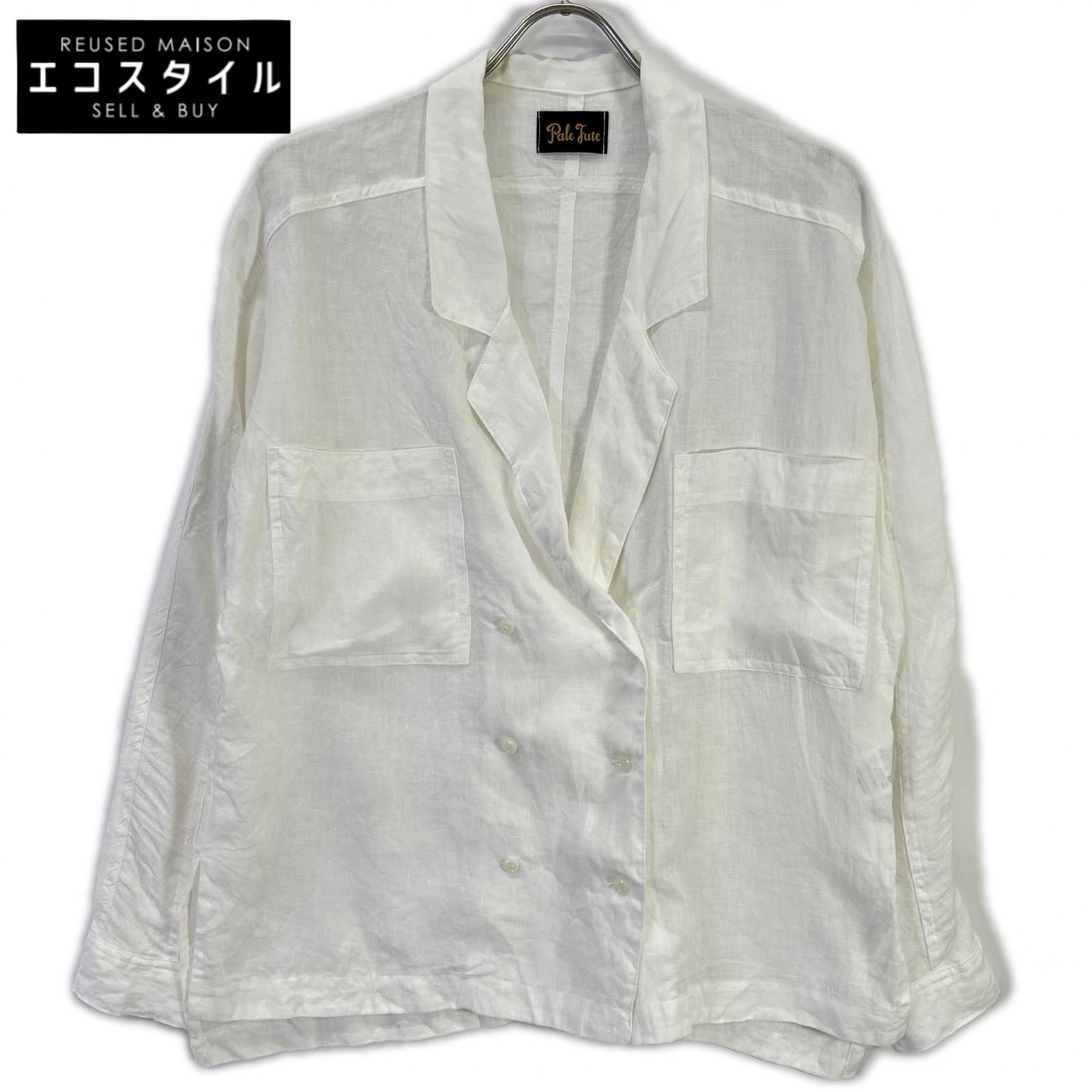 Pale Jute　ペールジュート　PJ-2024SS-01 ホワイト フレンチリネン ダブルブレスト シャツジャケット　F