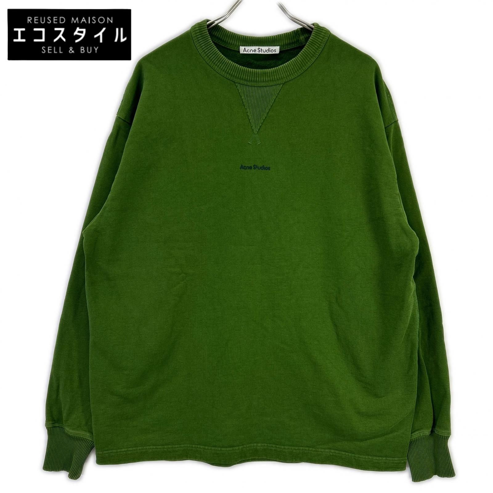 ACNE STUDIOS　アクネ ストゥディオズ　FN-MN-SWEA000260 グリーン コットン ロゴ刺繍 クルーネックスウェットプルオーバー　XS 17,886円