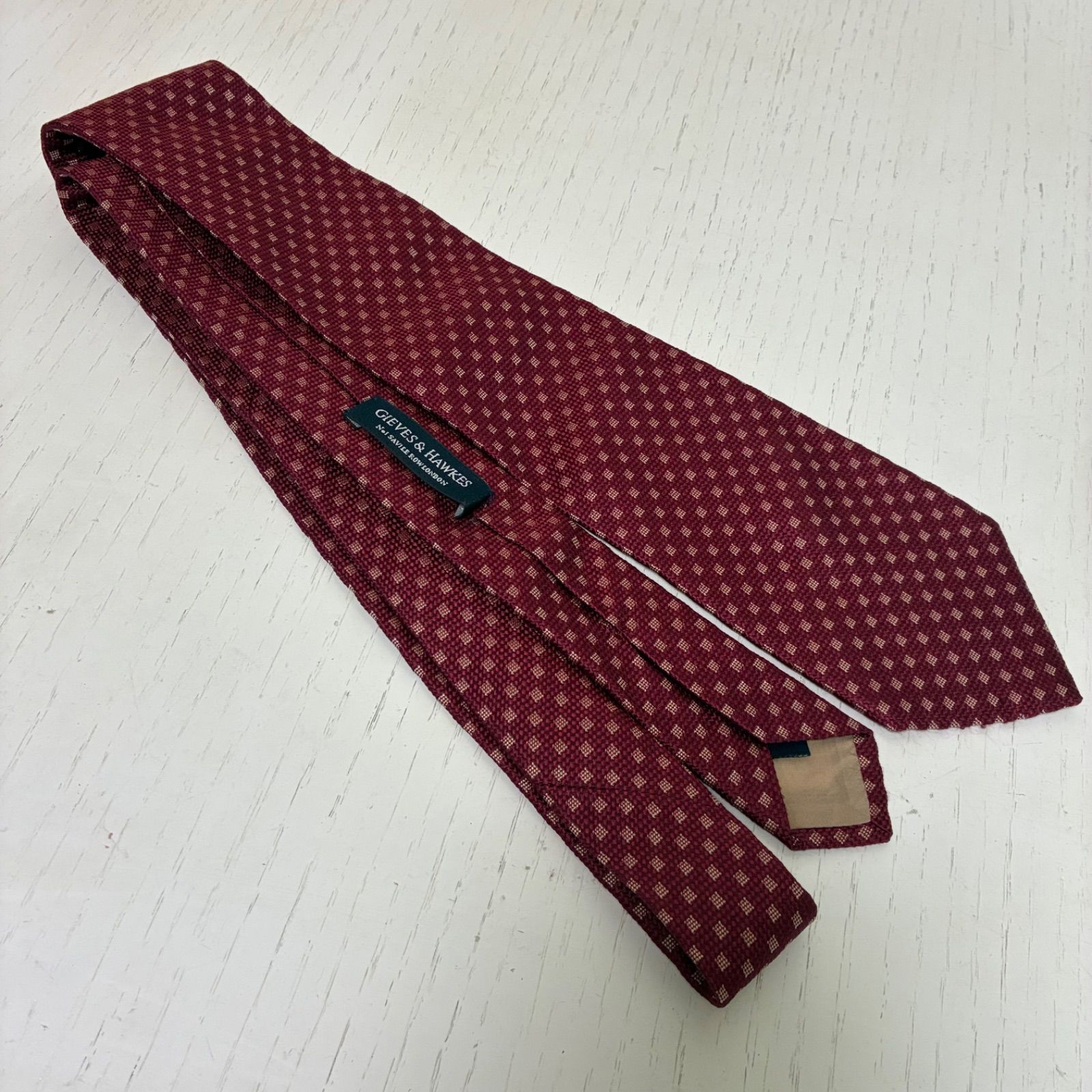 本家【ほぼ未使用】ギーブスアンドホークス ハンドメイドシルクネクタイ ギーブス＆ホークスGIEVES & HAWKES ネクタイ シルク 英国製