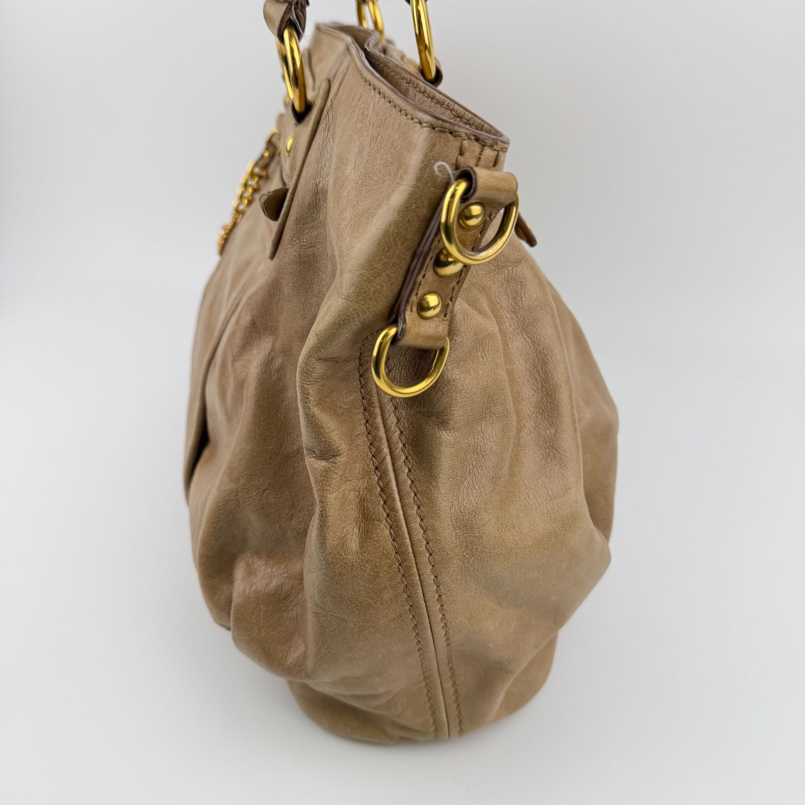 中古】MIU MIU ミュウミュウ ハンドバッグ ショルダーバッグ ベージュ 