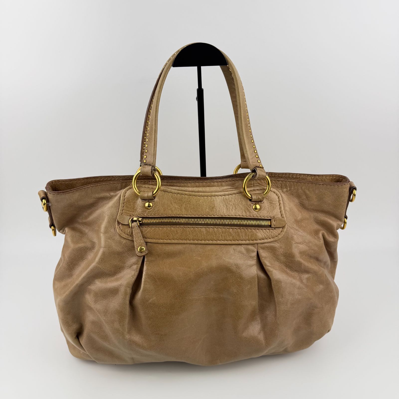 中古】MIU MIU ミュウミュウ ハンドバッグ ショルダーバッグ ベージュ 