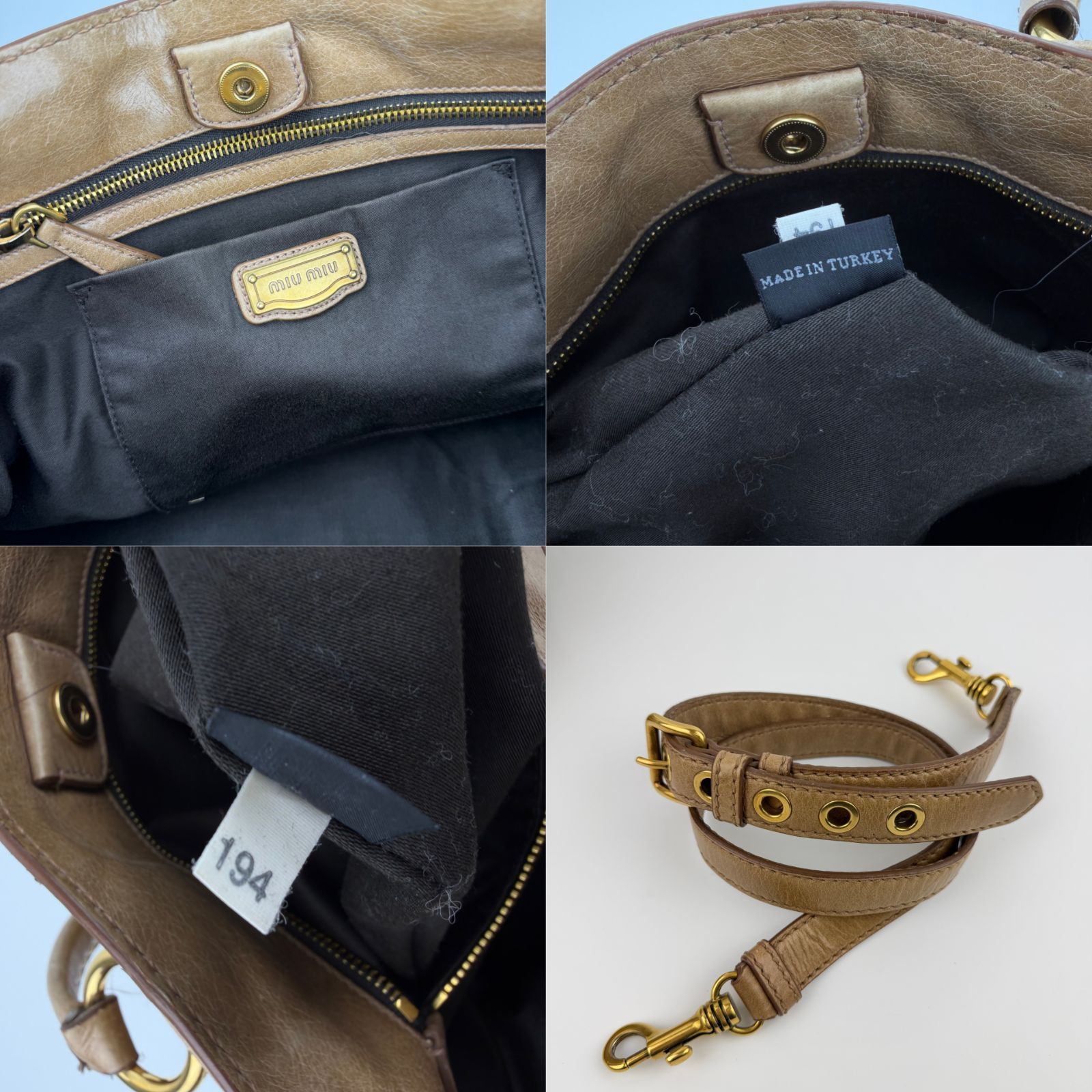 中古】MIU MIU ミュウミュウ ハンドバッグ ショルダーバッグ ベージュ 