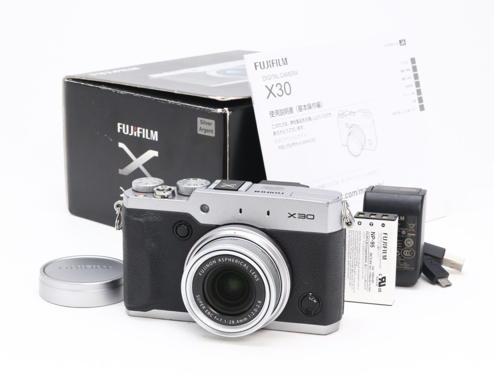 AB+ (良品) FUJIFILM 富士フィルム X30 シルバー 初期不良返品対応 55