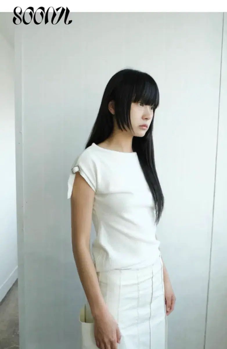 순지 (Soonji) ベルト ニット トップス アイボリー
