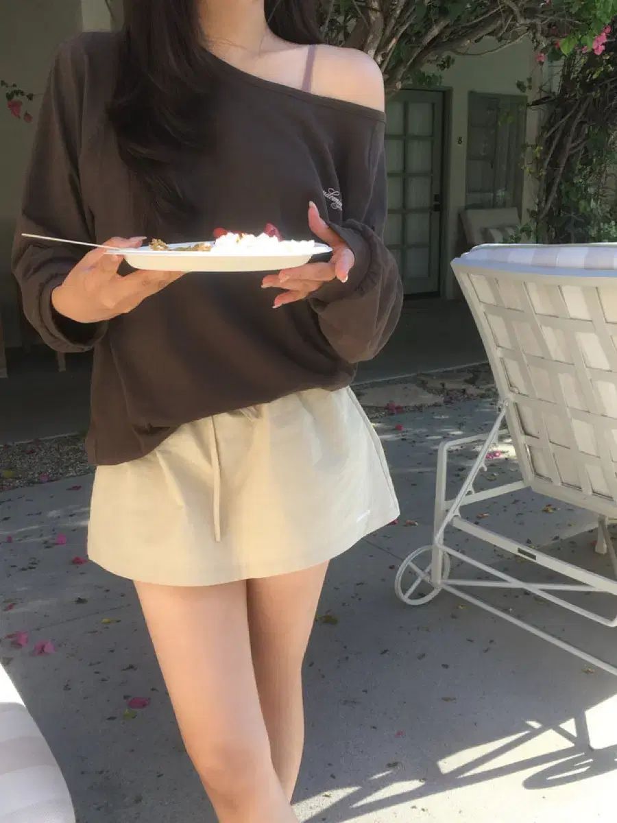 オンデミンバンディングスカートパンツ ベージュ