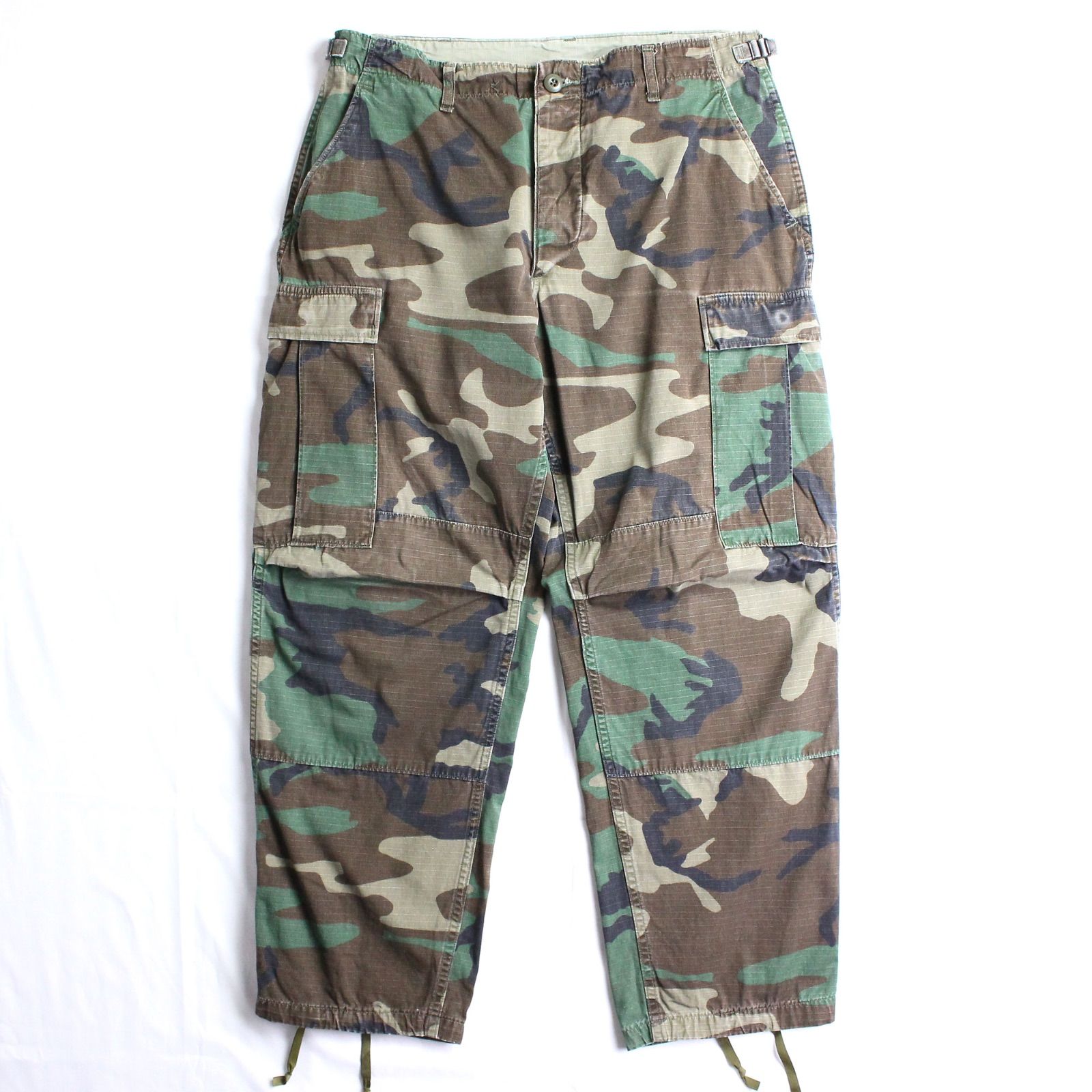 米軍実物 90s　カーゴパンツ BDU ビンテージ ウッドランドカモ MEDIUMーSHORT ウエスト82cm アメカジ 古着 ミリタリーパンツ 春夏 迷彩