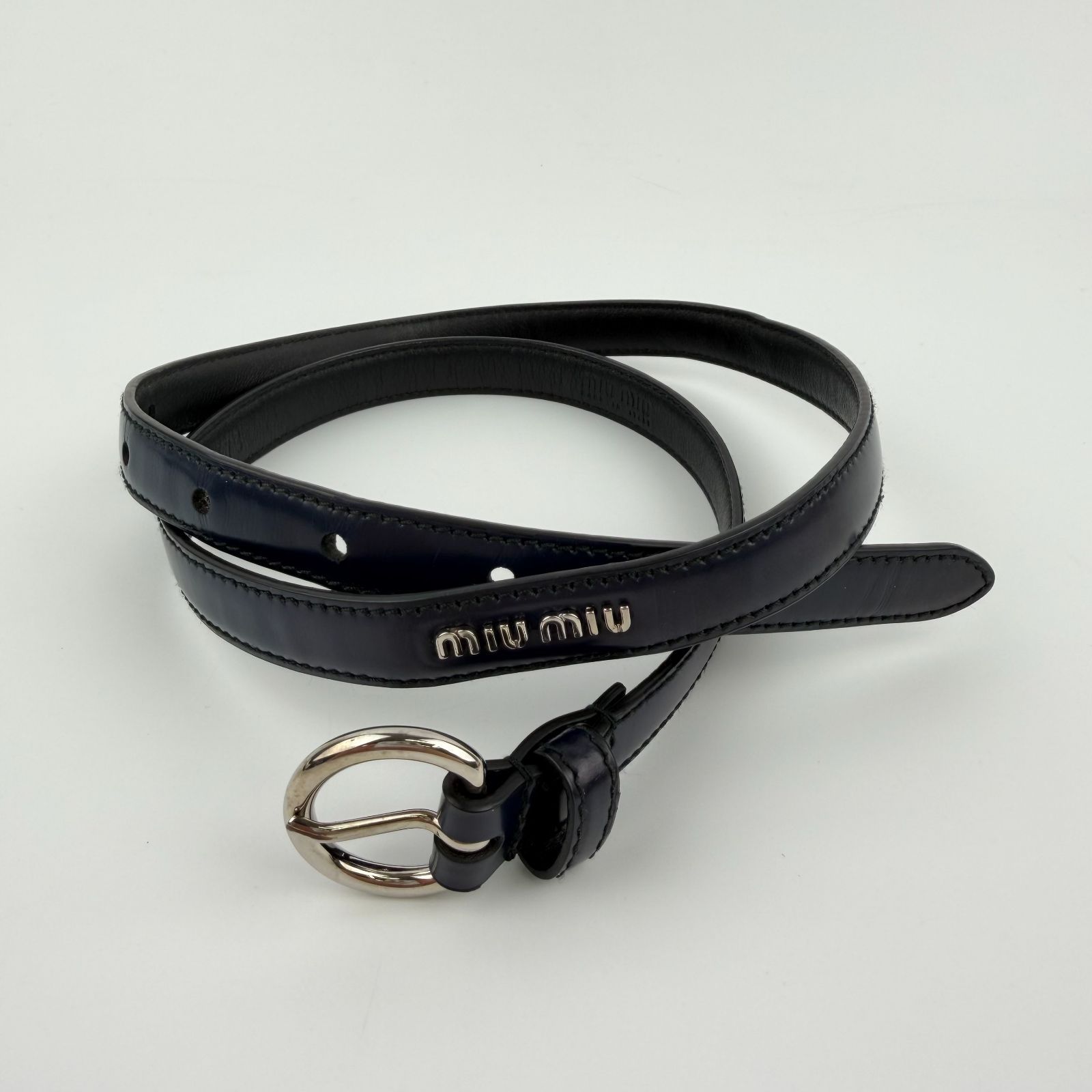 【中古】MIU MIU ミュウミュウ ベルト ブラック レザー ヴィンテージ レディース【中古美品】HIBUOCHI VINTAGE hboc260517a04