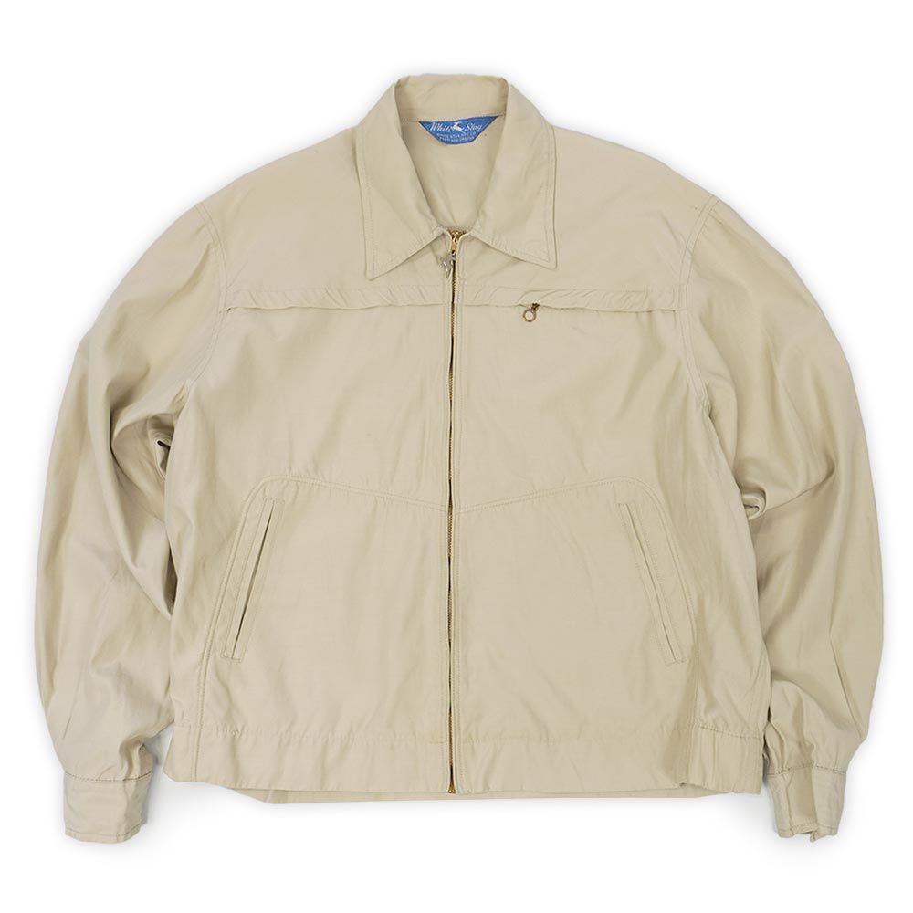 ホワイトスタッグ White Stag 50s 50年代 ワークジャケット ドリズラー スウィングトップ MISTER JACKET STAG TWILL 短丈 USA ヴィンテージ 古着 メンズ ライトベージュ L-XL相当【中古】