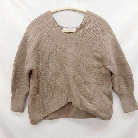 NOLLEY'Ssophi ノーリーズソフィ HAMILTON斜め片畦プルオーバーニット グレイッシュベージュ 38（M相当） ◇〇☆