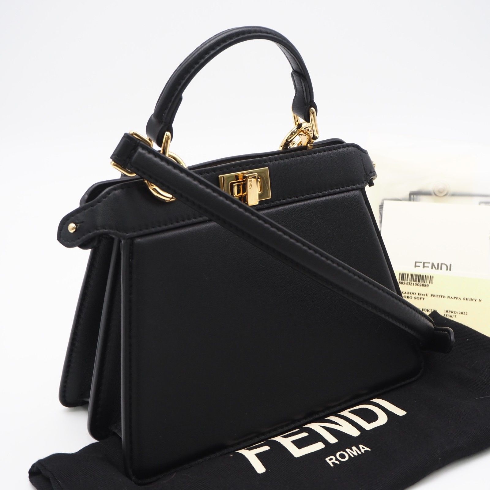 ★3日以内返品可★ 極美品 FENDI フェンディ カーフレザー ピーカブー アイシーユー ミニ 8BN335 2wayハンドバッグ ブラック ラムスキン レディース