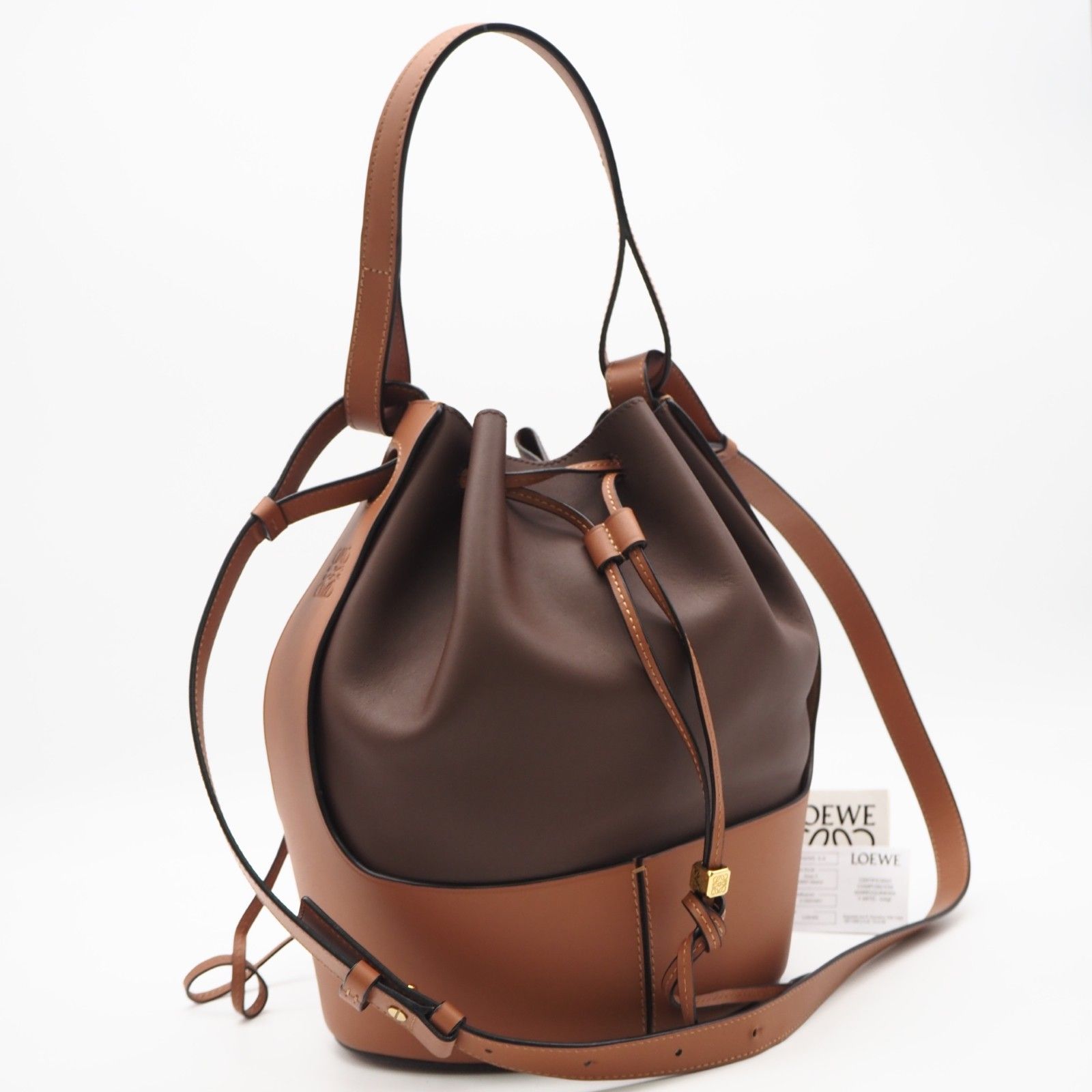 ★3日以内返品可★ 美品 LOEWE ロエベ カーフスキン バルーンバッグ ミディアム 326.76AC30 2wayショルダーバッグ ブラウン カーフレザー レディース