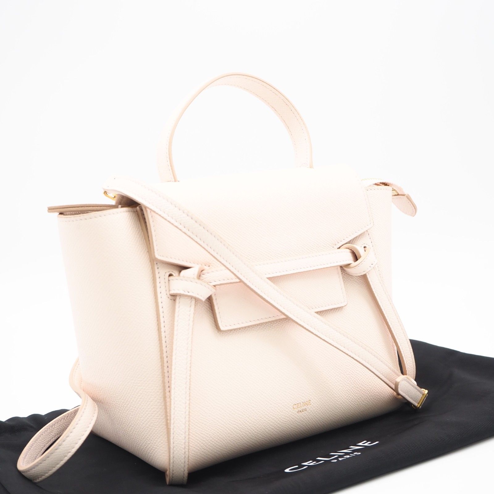 ★3日以内返品可★ 美品 CELINE セリーヌ カーフスキン ナノ ベルトバッグ 189003ZVA 2wayハンドバッグ ピンク カーフレザー レディース