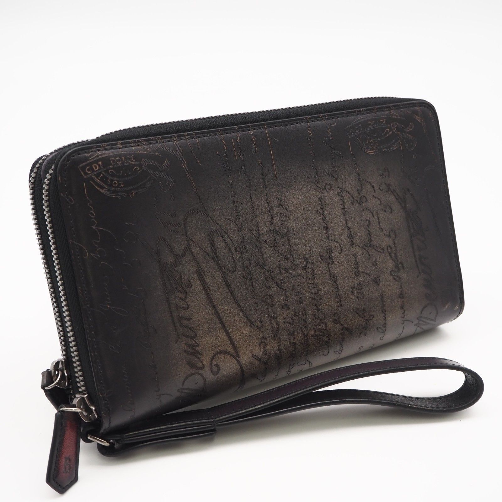 ★3日以内返品可★ 極美品 Berluti ベルルッティ カリグラフィ ロングジップウォレット TALI_NEO-JOUR-V2 長財布 ブラック グレー カーフレザー メンズ