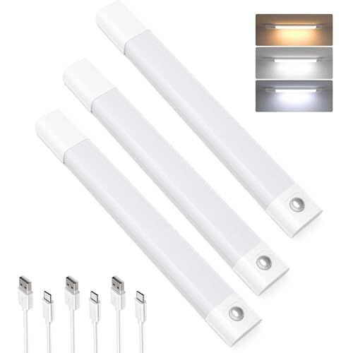 じんかんせんさー ライト 室内 センサーライト 充電式 30cm マグネット クローゼット/階段/玄関/廊下/キッチン 照明 3色調節 無段階調光 Type-C充電 簡単取付 配線不要 高感度センサー 省エネ (3本)as fed9d474