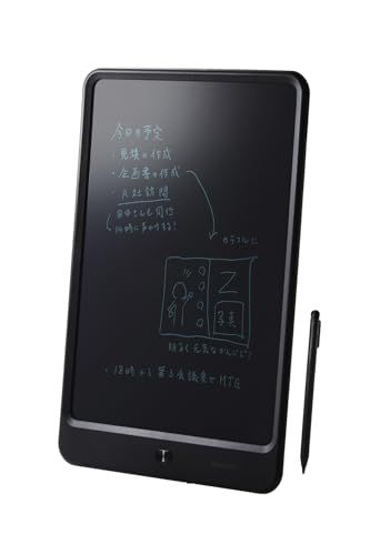 エレコム 電子メモパッド 電子メモ帳 12インチ ロック機能付き ワンタッチ消去 電池交換可能 単語帳 筆談ボード 伝言ボード 書いて消せるボード ブラック EP-12BK-AZas 2fd4ff85